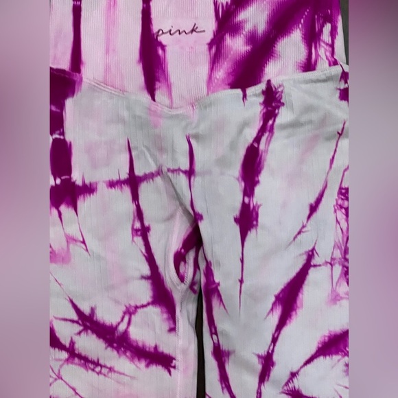 PINK Active Tie-Dye Leggings - Magenta and White - Picture 4 of 5